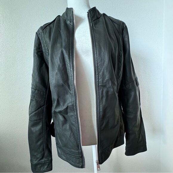 Geschallino Faux Leather Jacket Boho Short Biker Bomber Coat SZ L NEW - Picture 12 of 15